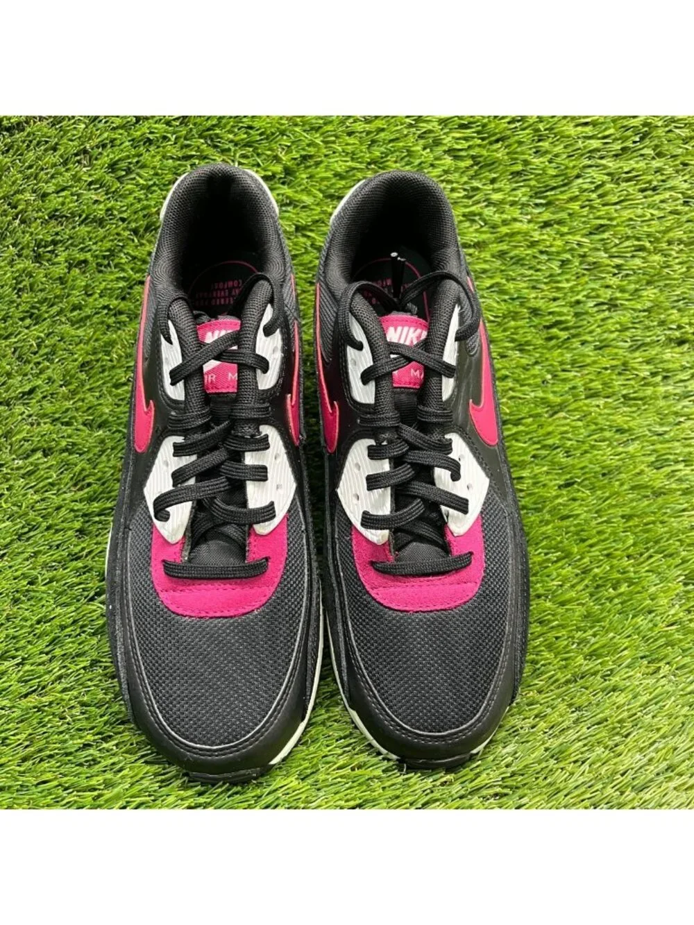 Nike Air Max 90 Womens Size 8 Black White Pink Athletic Running Shoes Sneakers